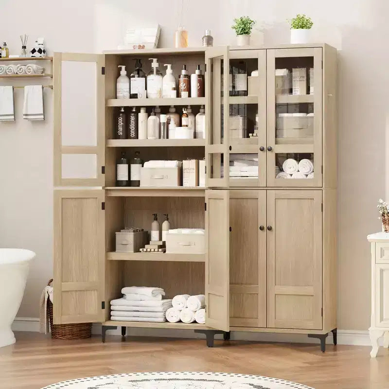 71 Tall Storage Cabinet with Doors, Adjustable Shelf Multi-Purpose Organizer for Kitchen Pantry and Bathroom Cabinet