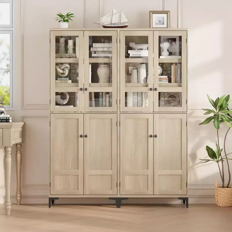 71 Tall Storage Cabinet with Doors, Adjustable Shelf Multi-Purpose Organizer for Kitchen Pantry and Bathroom Cabinet