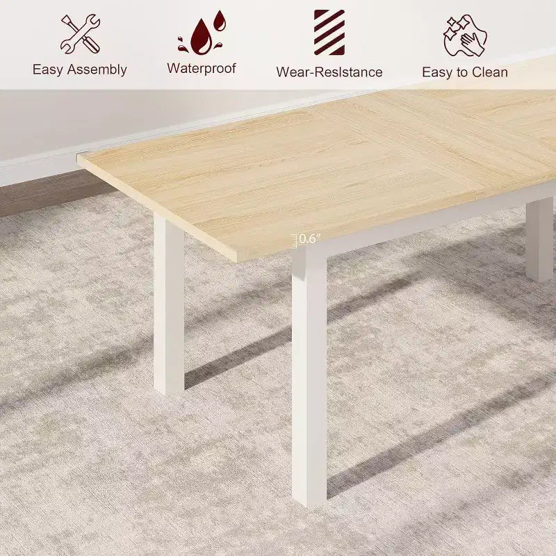 Table à manger extensible pour 4 à 6 personnes, grande table en bois de 160 cm avec cadre en métal et plateau en MDF, pour cuisine ou salle à manger
