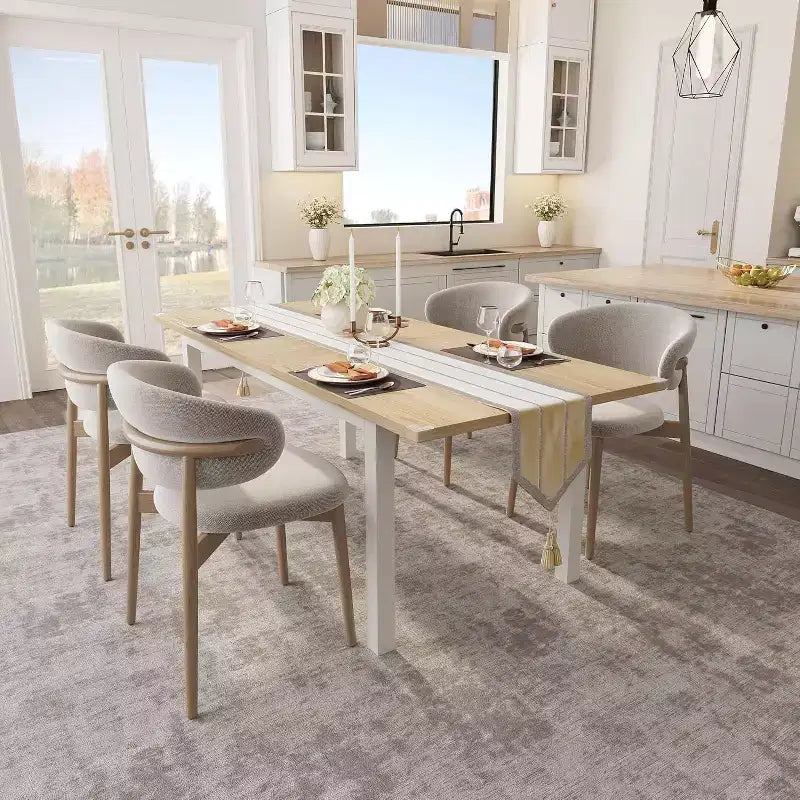 Table à manger extensible pour 4 à 6 personnes, grande table en bois de 160 cm avec cadre en métal et plateau en MDF, pour cuisine ou salle à manger