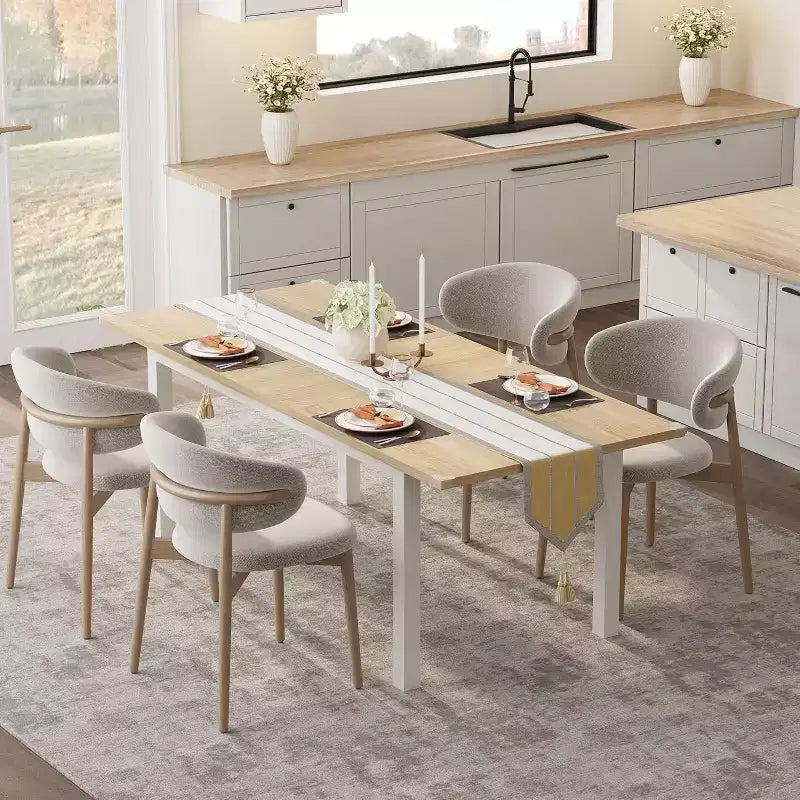 Table à manger extensible pour 4 à 6 personnes, grande table en bois de 160 cm avec cadre en métal et plateau en MDF, pour cuisine ou salle à manger