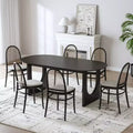 MAYEERTY 67 Wood Oval Dining Table for 4-6, Farmhouse Modern Kitchen & Dining Room Table