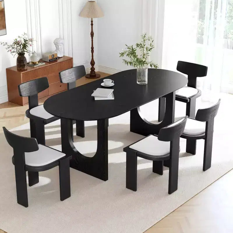 Table à manger ovale en bois de 170 cm pour 4-6 personnes, cuisine et salle à manger modernes de style ferme