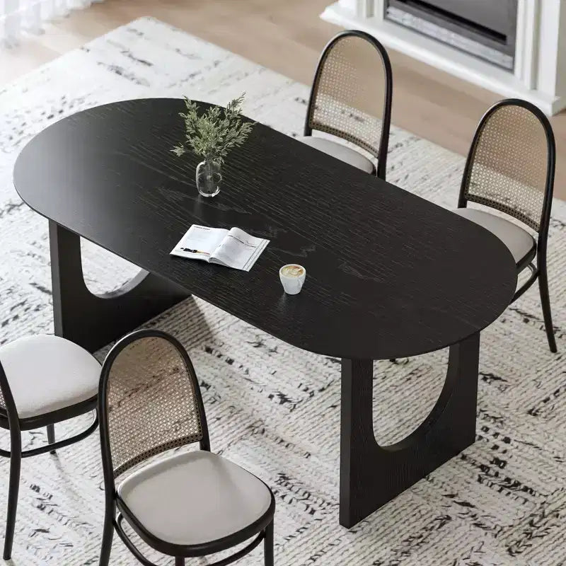 Table à manger ovale en bois de 170 cm pour 4-6 personnes, cuisine et salle à manger modernes de style ferme