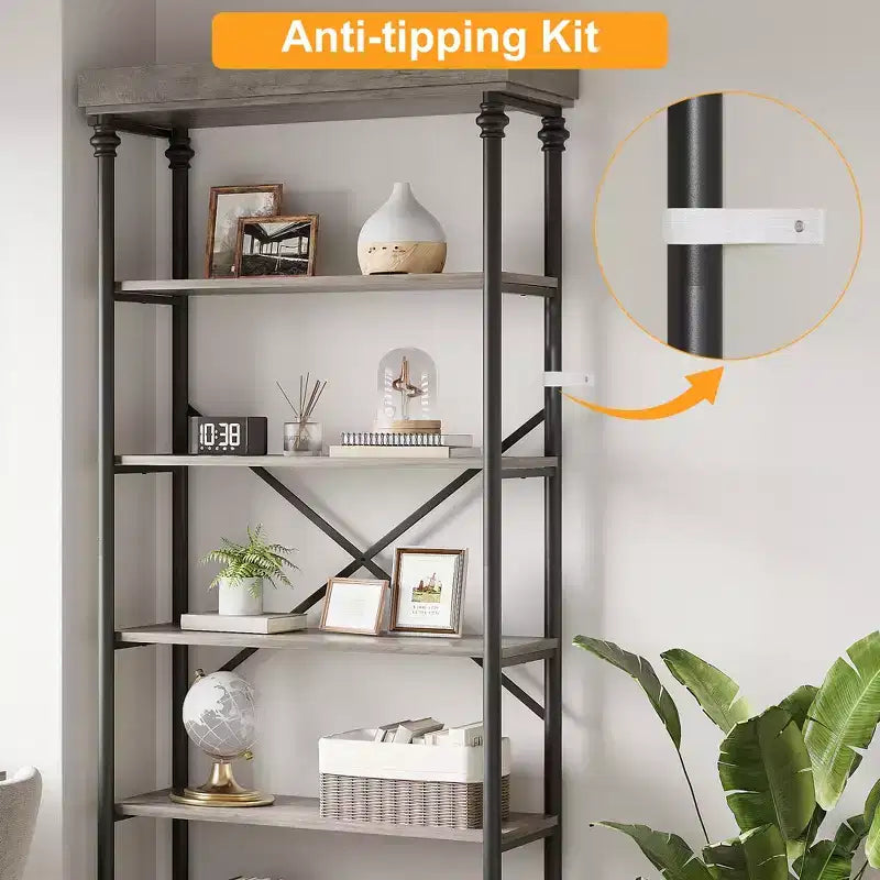 6 Tier Bookshelf with Storage Drawer, 81 Tall Metal Frame Book Shelf, Open Storage Bookshelf for Living Room Office Bedroom Home Library