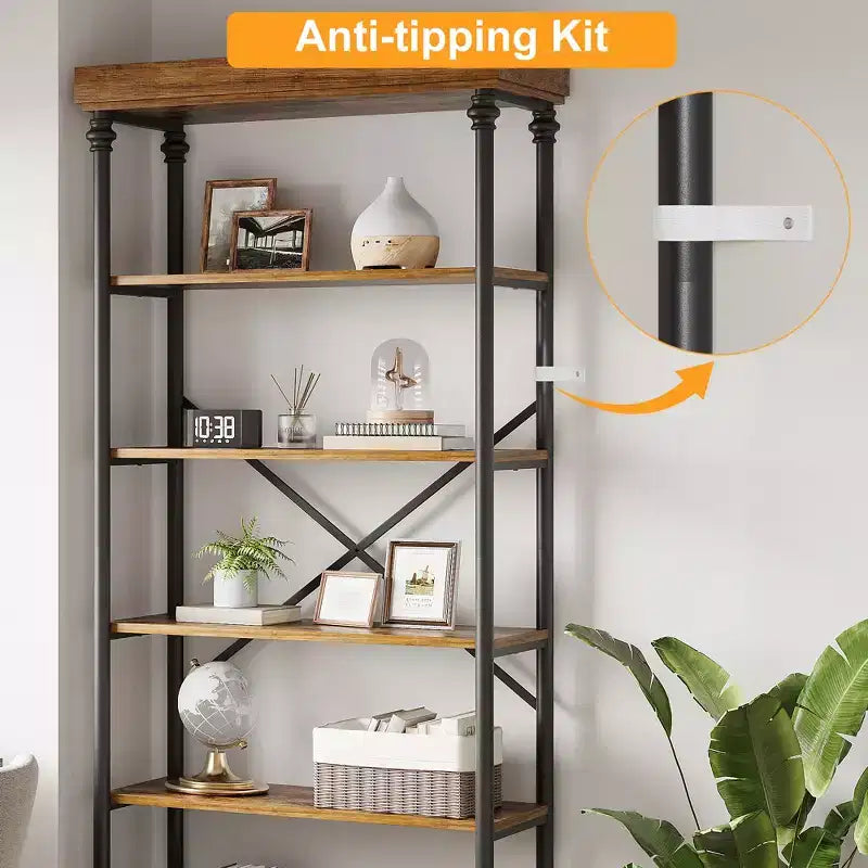 6 Tier Bookshelf with Storage Drawer, 81 Tall Metal Frame Book Shelf, Open Storage Bookshelf for Living Room Office Bedroom Home Library