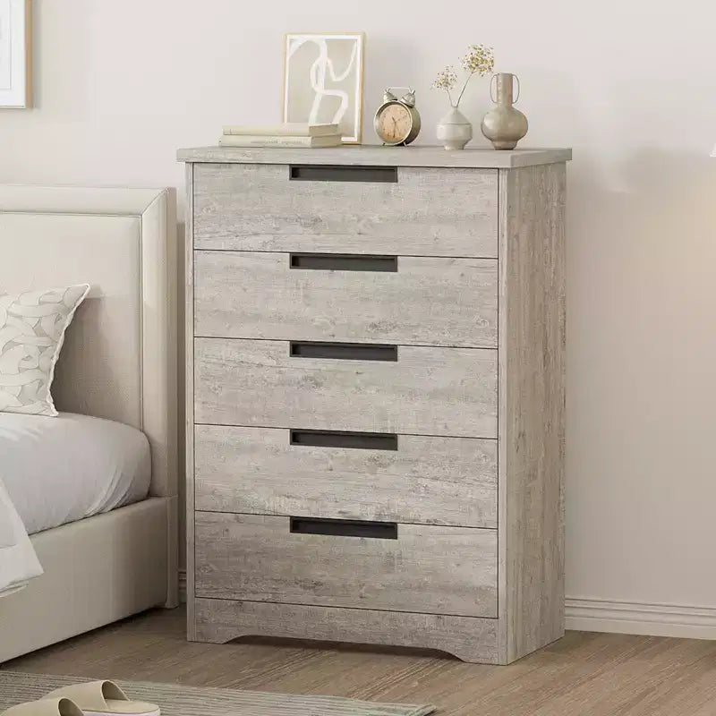 5-Drawer Wooden Dresser, Chest of Drawers for Bedroom & Living Room