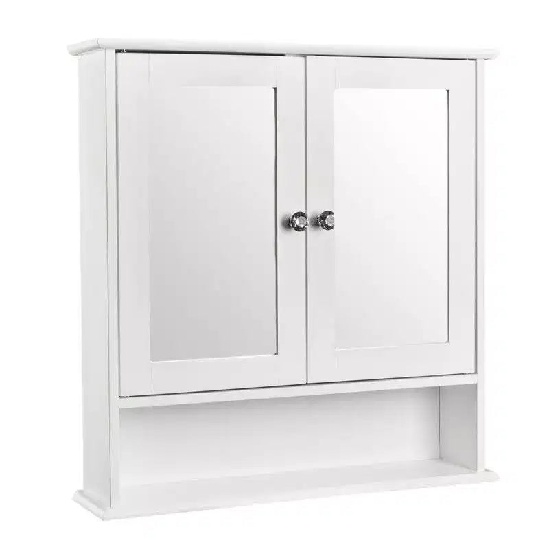 Meuble haut de salle de bain mural à double porte miroir, 3 étagères