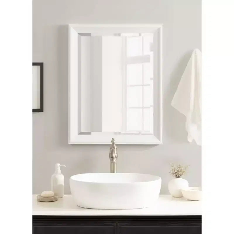Rectangle Bathroom Wall Mirror with Matte White Frame, 21.5" x 27.5"