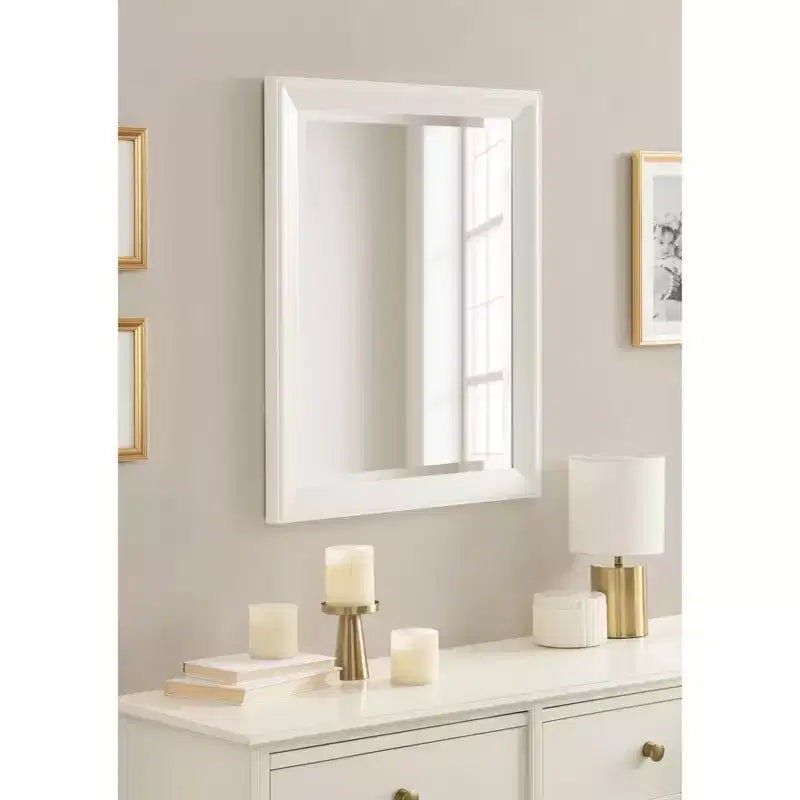 Rectangle Bathroom Wall Mirror with Matte White Frame, 21.5" x 27.5"