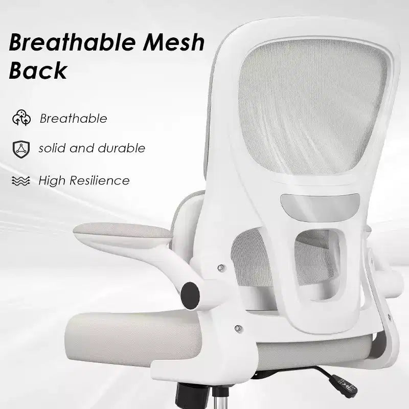 Chaise de bureau ergonomique en maille avec soutien lombaire et accoudoirs rabattables