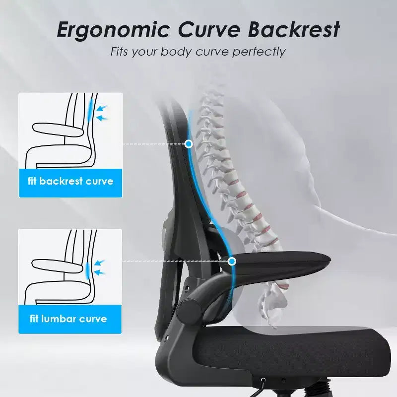 Mesh Ergonomic Office Chair with Lumbar Support and Flip Armrests