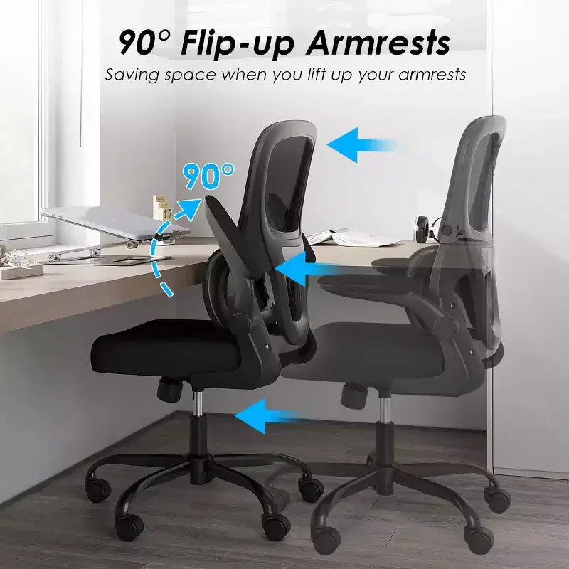 Mesh Ergonomic Office Chair with Lumbar Support and Flip Armrests