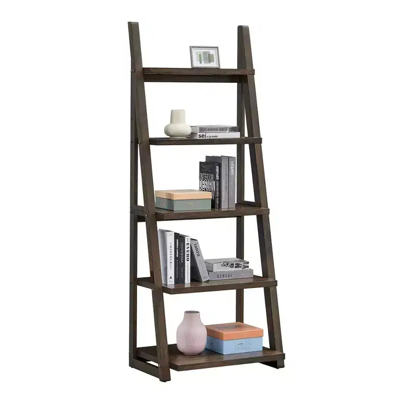 5-Tier Wood Storage Shelves, Small Bookcase for Living Room, Hallway, Office