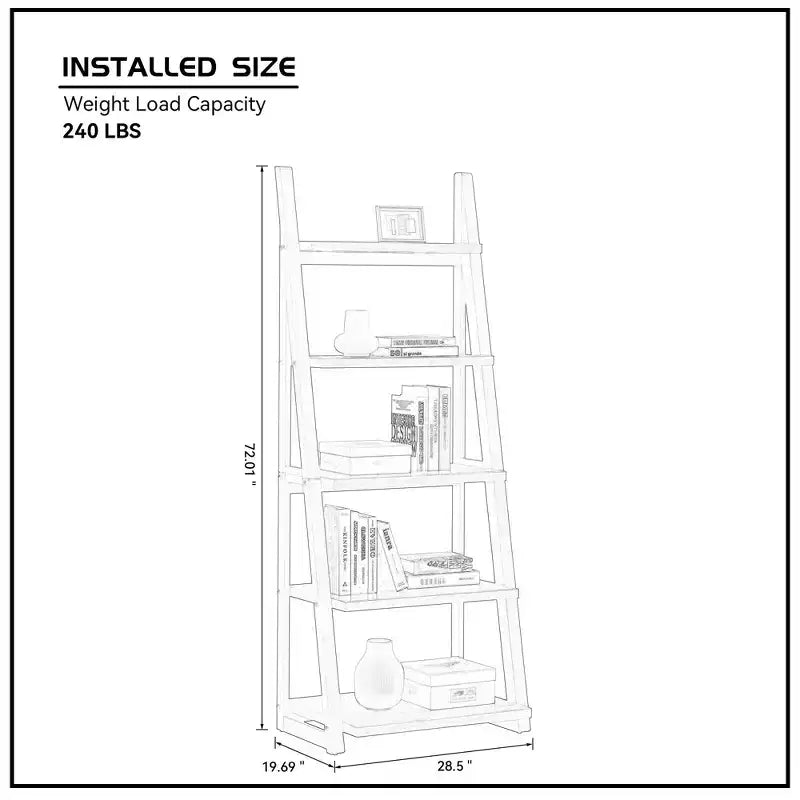 5-Tier Wood Storage Shelves, Small Bookcase for Living Room, Hallway, Office