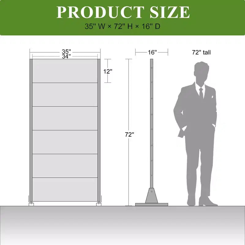 Louvered Black Galvanized Steel Privacy Screen, Indoor & Outdoor Divider, 6 Panels