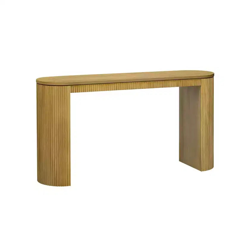Console d'entrée moderne avec pieds incurvés, motif à rayures verticales, table étroite pour le salon
