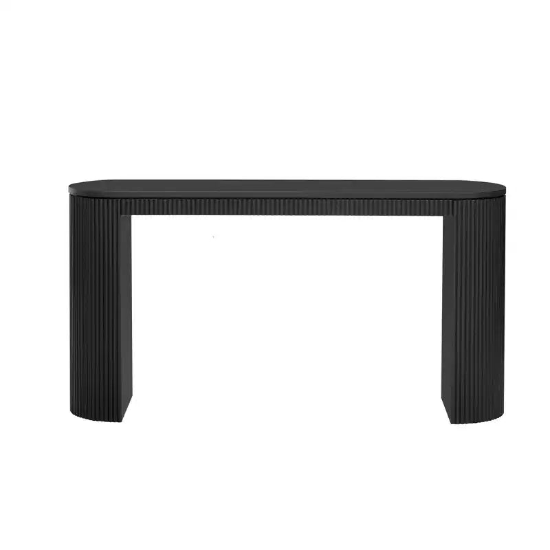 Console d'entrée moderne avec pieds incurvés, motif à rayures verticales, table étroite pour le salon