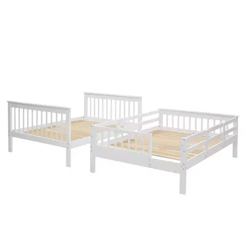 Full over Full Bunk Beds with Stairs, Wooden Full Stairway Bunk Bed with Storage & Guard Rail for Dorm