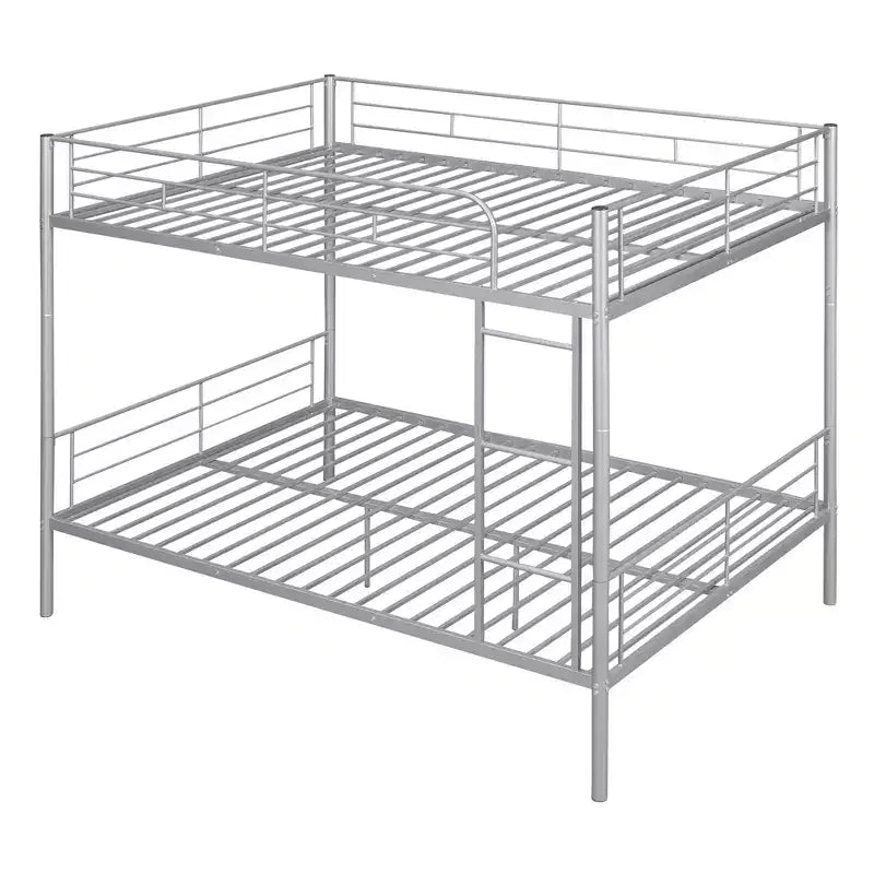 Full over Full Bunk Beds with Ladder & Full-Length Guardrails, Metal Heavy Duty Full Size Bunk Bed Frame with Sturdy Slats
