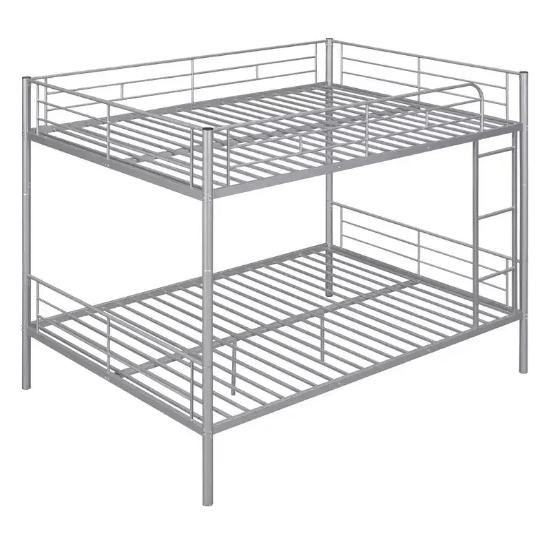 Full over Full Bunk Beds with Ladder & Full-Length Guardrails, Metal Heavy Duty Full Size Bunk Bed Frame with Sturdy Slats