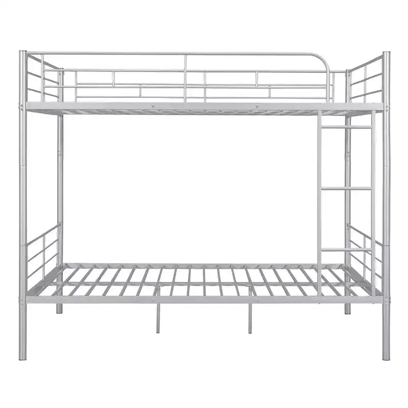 Full over Full Bunk Beds with Ladder & Full-Length Guardrails, Metal Heavy Duty Full Size Bunk Bed Frame with Sturdy Slats