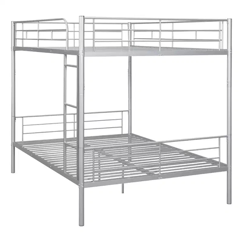 Full over Full Bunk Beds with Ladder & Full-Length Guardrails, Metal Heavy Duty Full Size Bunk Bed Frame with Sturdy Slats