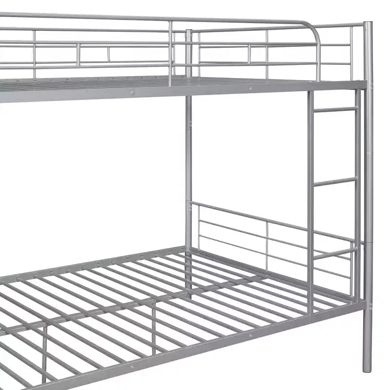 Full over Full Bunk Beds with Ladder & Full-Length Guardrails, Metal Heavy Duty Full Size Bunk Bed Frame with Sturdy Slats