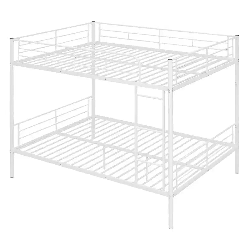 Full over Full Bunk Beds with Ladder & Full-Length Guardrails, Metal Heavy Duty Full Size Bunk Bed Frame with Sturdy Slats