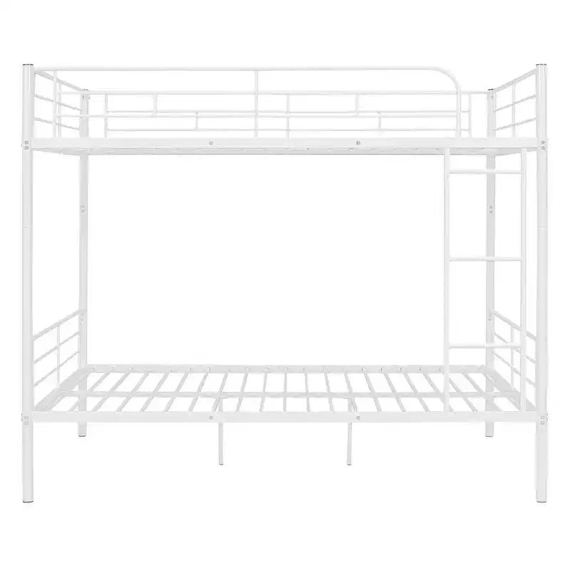 Full over Full Bunk Beds with Ladder & Full-Length Guardrails, Metal Heavy Duty Full Size Bunk Bed Frame with Sturdy Slats
