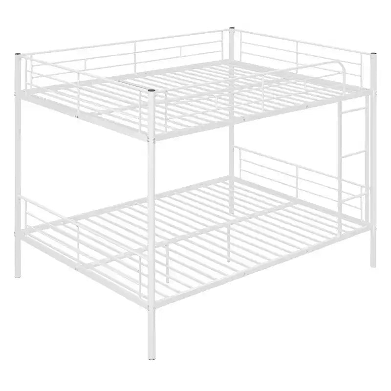 Full over Full Bunk Beds with Ladder & Full-Length Guardrails, Metal Heavy Duty Full Size Bunk Bed Frame with Sturdy Slats