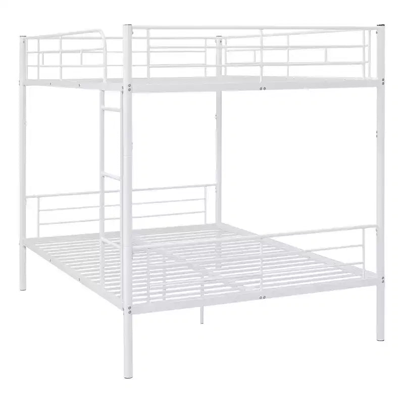 Full over Full Bunk Beds with Ladder & Full-Length Guardrails, Metal Heavy Duty Full Size Bunk Bed Frame with Sturdy Slats