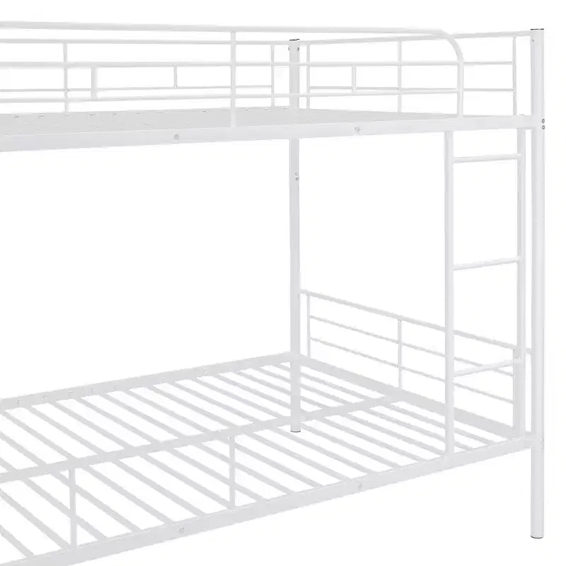 Full over Full Bunk Beds with Ladder & Full-Length Guardrails, Metal Heavy Duty Full Size Bunk Bed Frame with Sturdy Slats