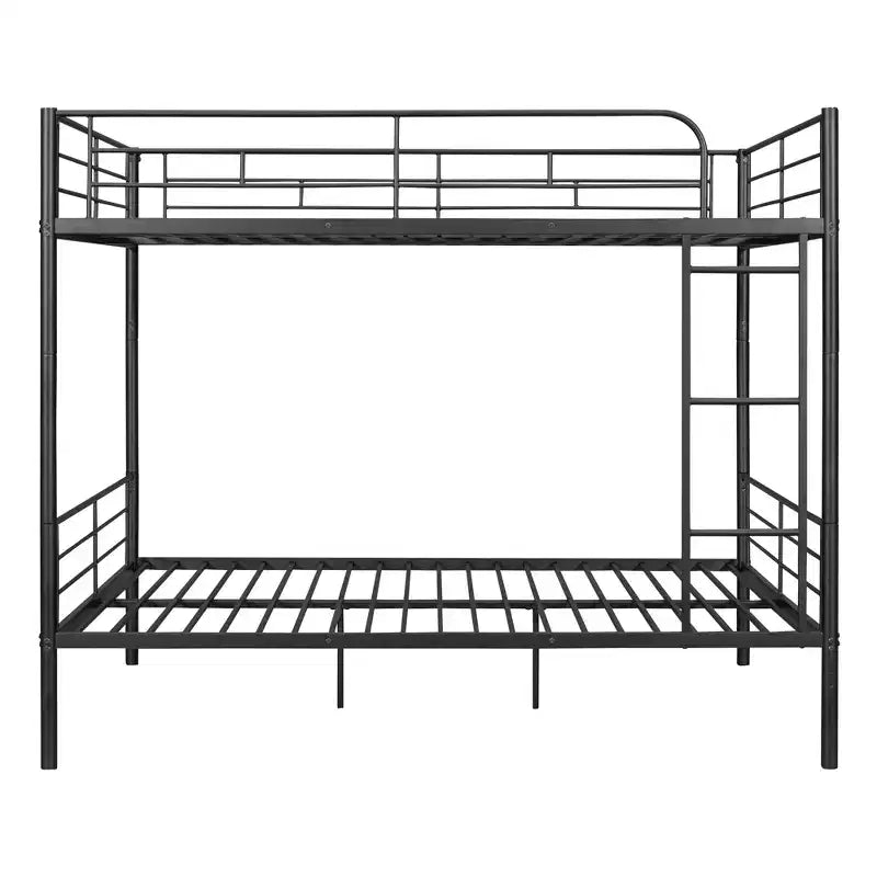 Full over Full Bunk Beds with Ladder & Full-Length Guardrails, Metal Heavy Duty Full Size Bunk Bed Frame with Sturdy Slats