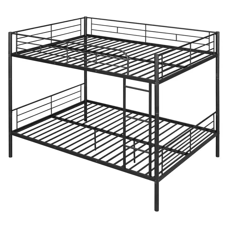 Full over Full Bunk Beds with Ladder & Full-Length Guardrails, Metal Heavy Duty Full Size Bunk Bed Frame with Sturdy Slats