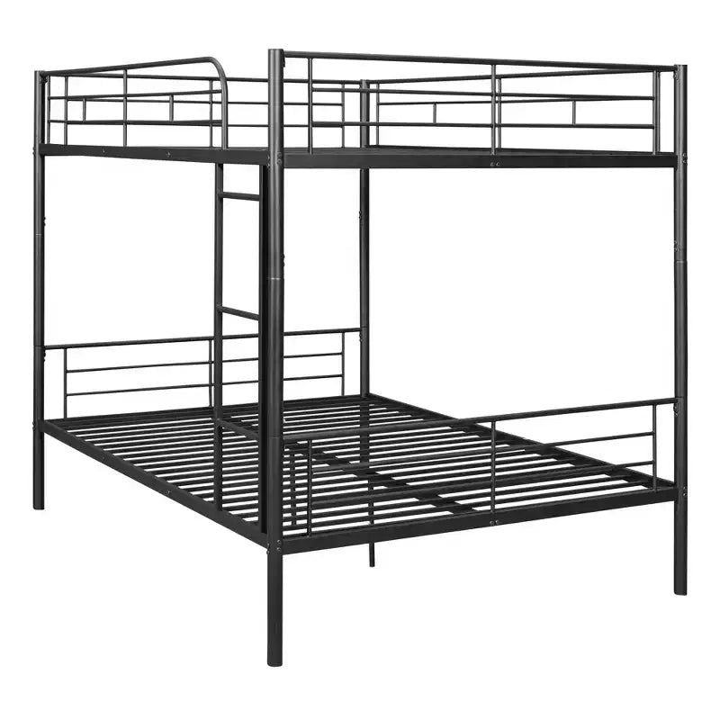Full over Full Bunk Beds with Ladder & Full-Length Guardrails, Metal Heavy Duty Full Size Bunk Bed Frame with Sturdy Slats