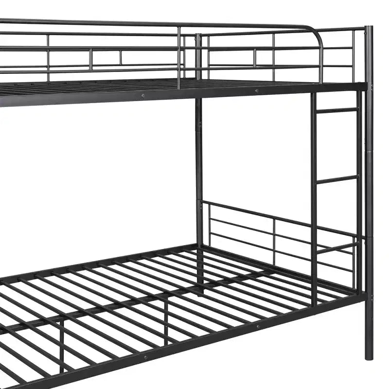 Full over Full Bunk Beds with Ladder & Full-Length Guardrails, Metal Heavy Duty Full Size Bunk Bed Frame with Sturdy Slats