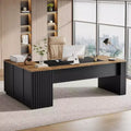 Bureau de direction en L de 78" avec tiroirs et armoire, poste de travail pour bureau à domicile