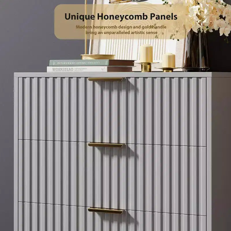 Fluted 5 Drawer Dresser for Bedroom, 48 Tall Modern Chest of Drawers with Deep Drawers and Wide Top, for Living Room, Hallway, Kids Room