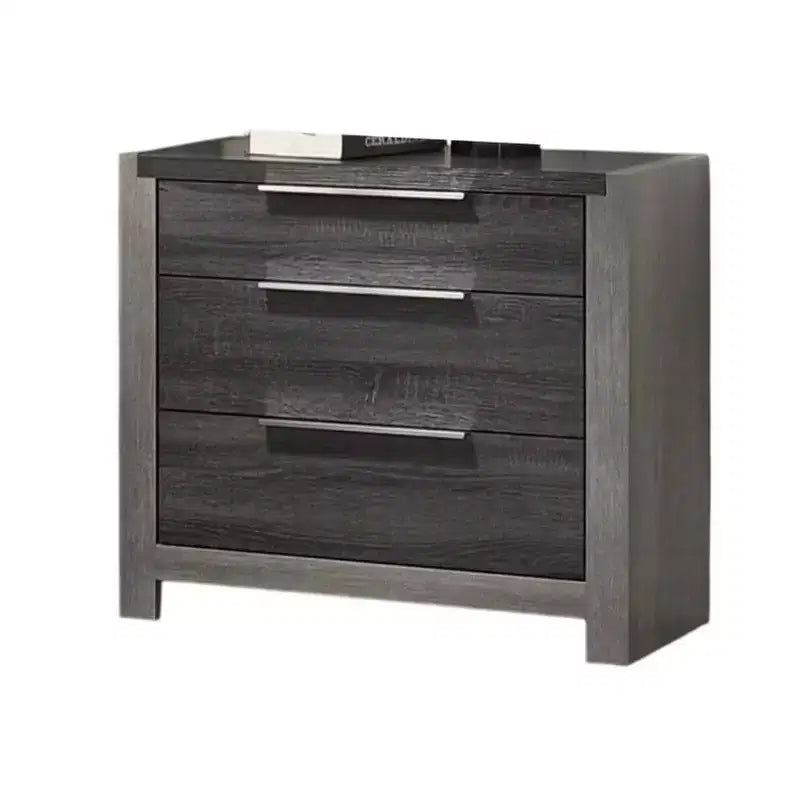 30" Nightstand with 5 Storage Drawers and Metal Handles, Gray