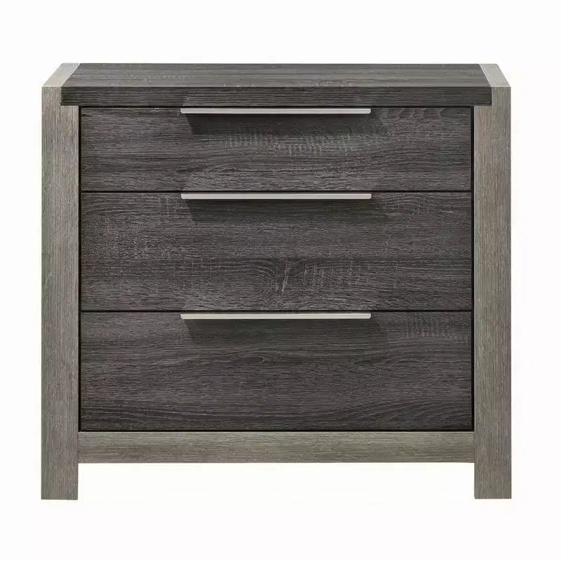 30" Nightstand with 5 Storage Drawers and Metal Handles, Gray