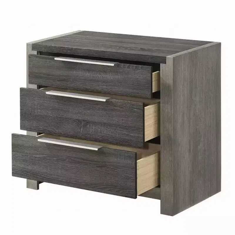 30" Nightstand with 5 Storage Drawers and Metal Handles, Gray