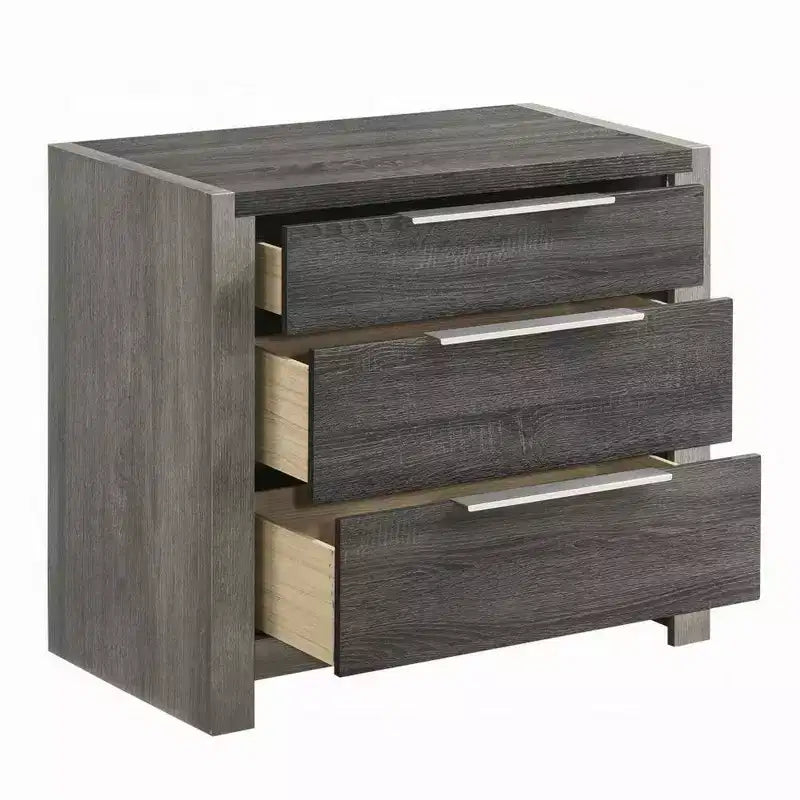 30" Nightstand with 5 Storage Drawers and Metal Handles, Gray