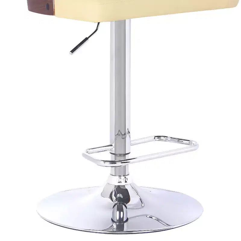 Barstool - Chrome, Walnut & Cream Faux Leather