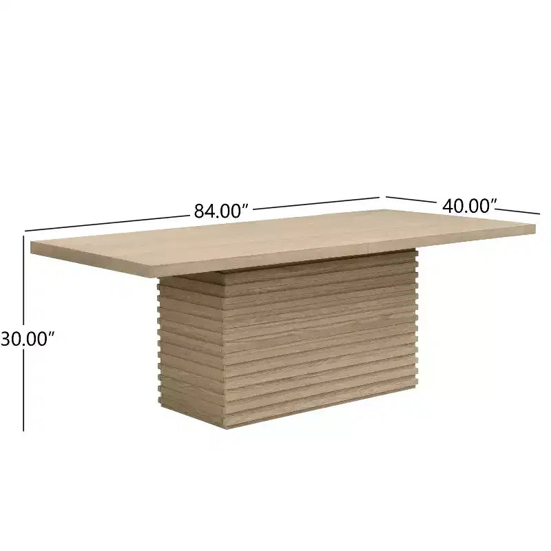 Table de salle à manger rectangulaire en bois de 213 cm pour 6 personnes, avec pied central