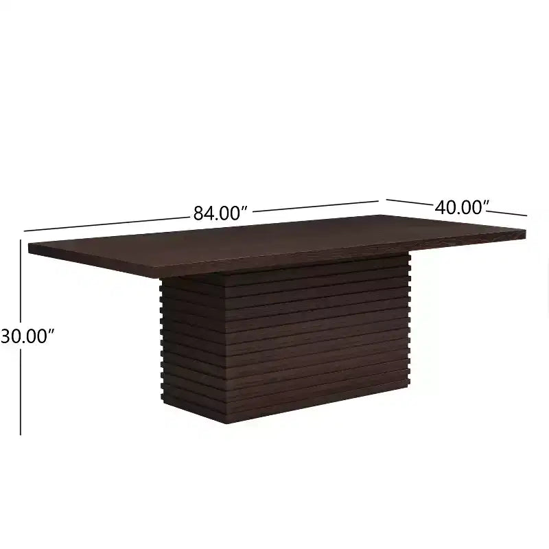Table de salle à manger rectangulaire en bois de 213 cm pour 6 personnes, avec pied central
