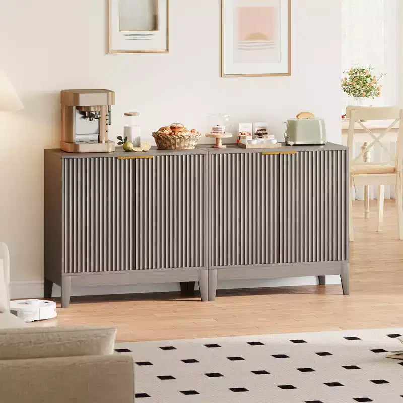 31,5" Buffet cannelé moderne avec 2 portes - Bahut du milieu du siècle, meuble de bar et console pour cuisine, salle à manger, entrée