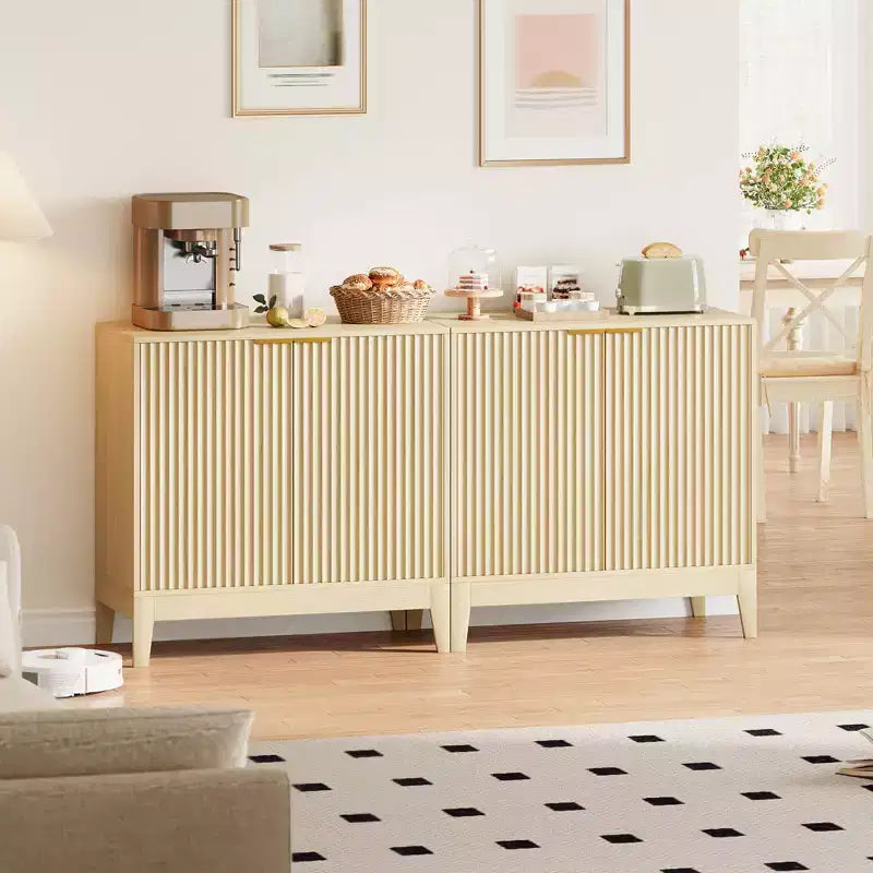 31,5" Buffet cannelé moderne avec 2 portes - Bahut du milieu du siècle, meuble de bar et console pour cuisine, salle à manger, entrée