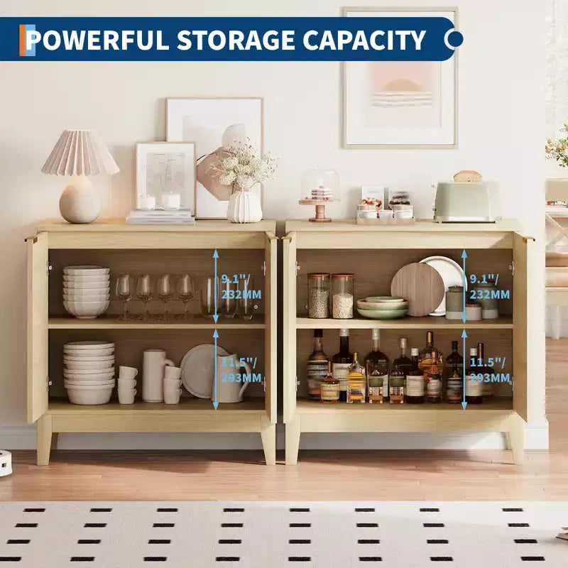 31,5" Buffet cannelé moderne avec 2 portes - Bahut du milieu du siècle, meuble de bar et console pour cuisine, salle à manger, entrée