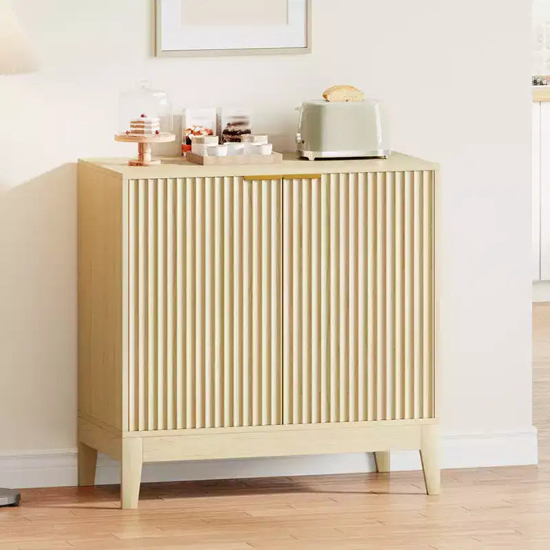 31.5 Modern Fluted Buffet Cabinet with 2 Doors - Mid Century Sideboard, Coffee Bar & Console for Kitchen, Dining Room, Entryway